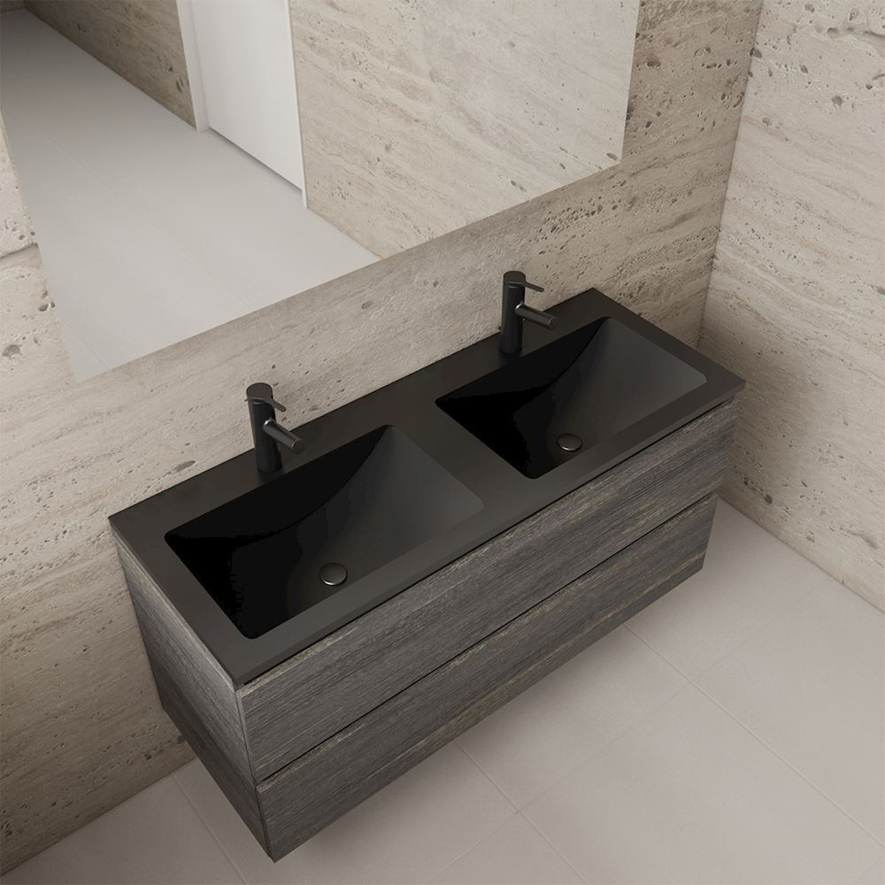 Gliss Design wastafelmeubel 120 cm Freya Oak met wastafel mat wit