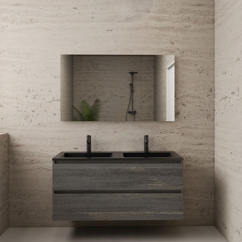 Gliss Design wastafelmeubel 120 cm Freya Oak met wastafel mat zwart