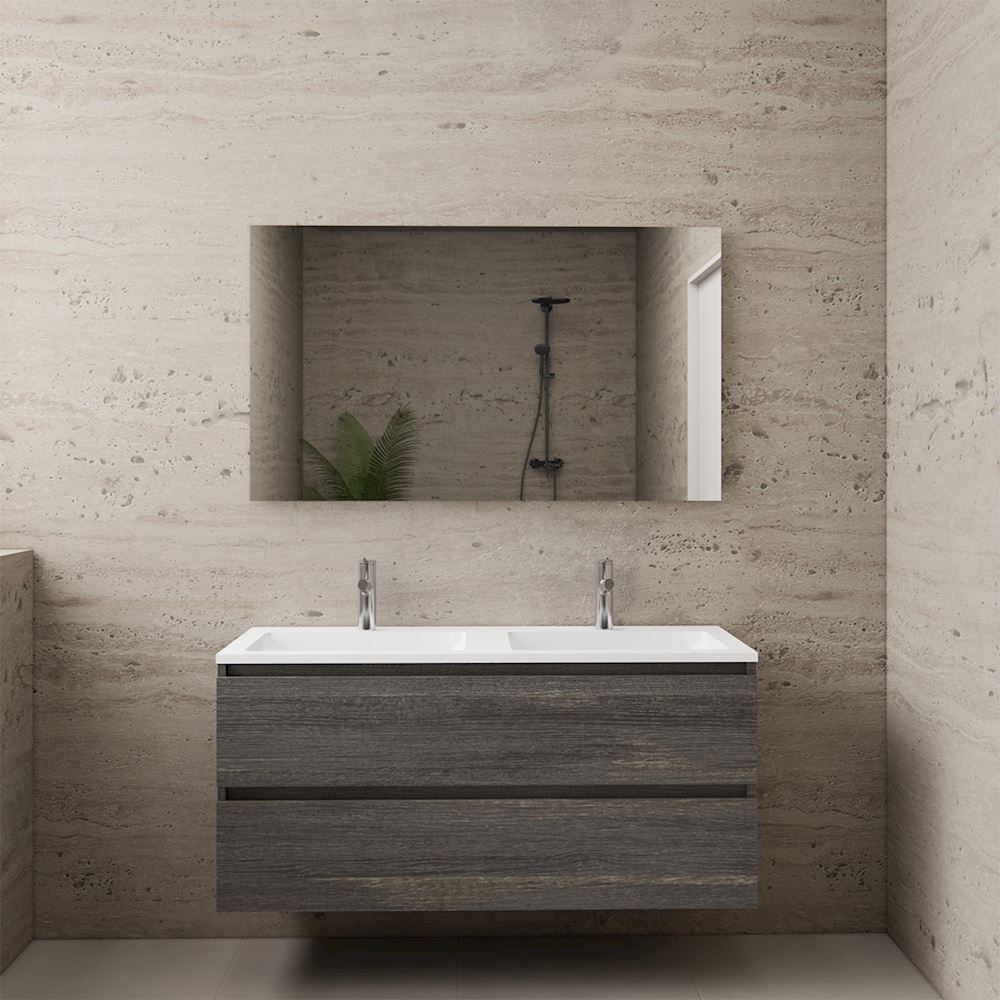 Gliss Design wastafelmeubel 120 cm Freya Oak met wastafel mat wit