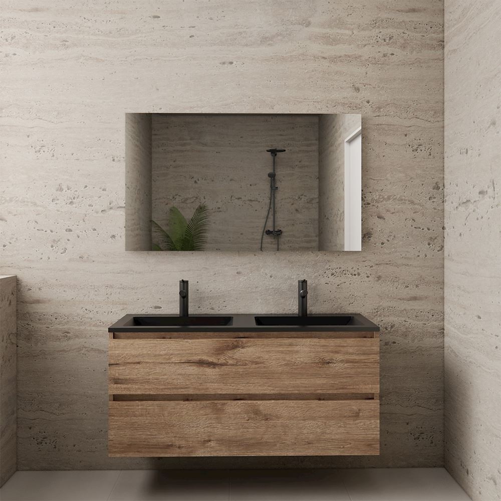 Gliss Design wastafelmeubel 120 cm Wellington Oak met wastafel mat zwart