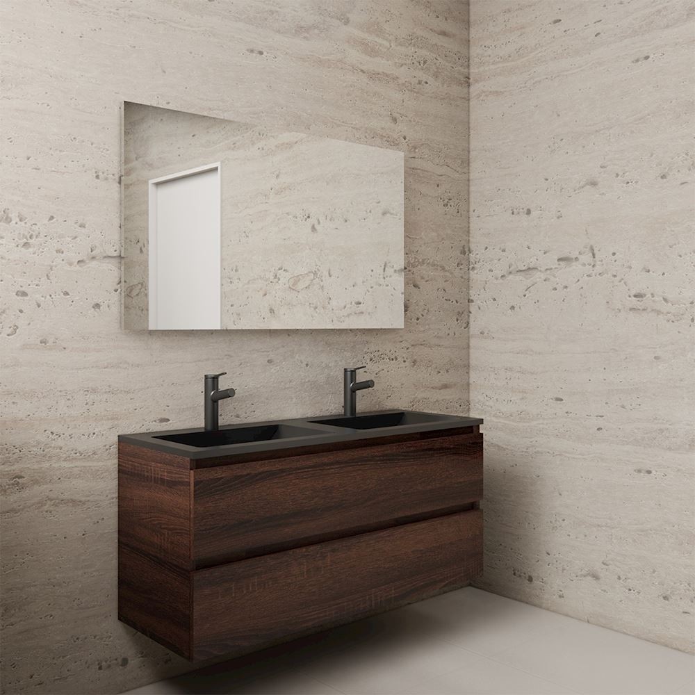 Gliss Design wastafelmeubel 120 cm Sonoma Choco met wastafel mat zwart (2)