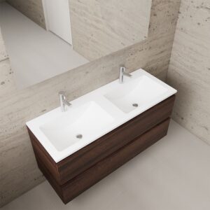 Gliss Design wastafelmeubel 120 cm Sonoma Choco met wastafel wit (1)