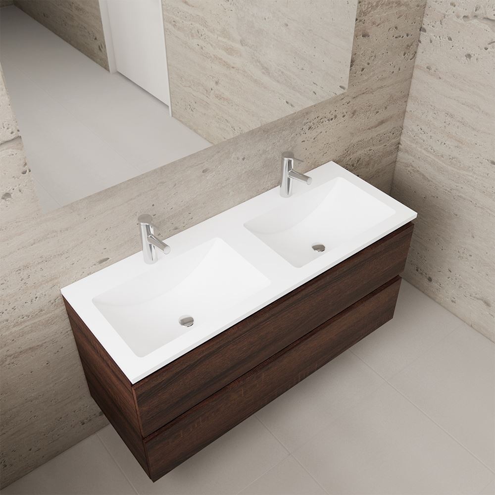 Gliss Design wastafelmeubel 120 cm Sonoma Choco met wastafel wit (1)