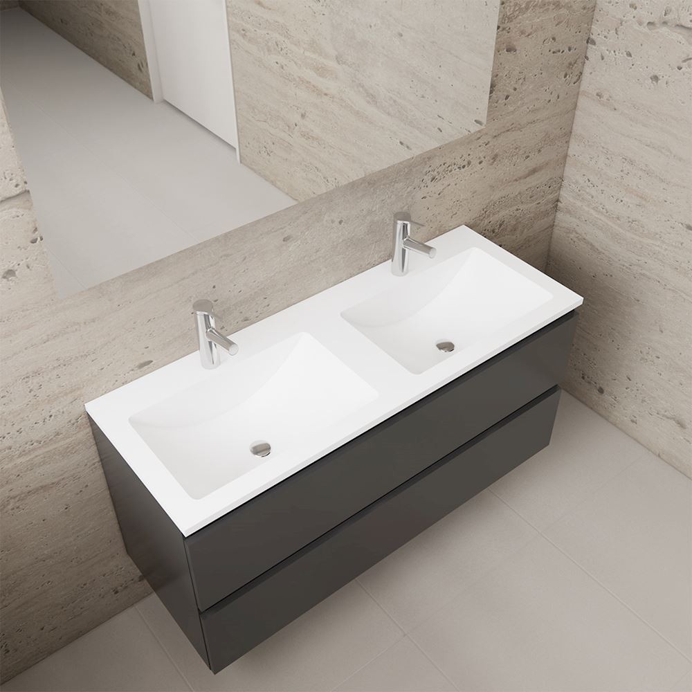 Gliss Design wastafelmeubel 120 cm antraciet hoogglans met wastafel wit (1)