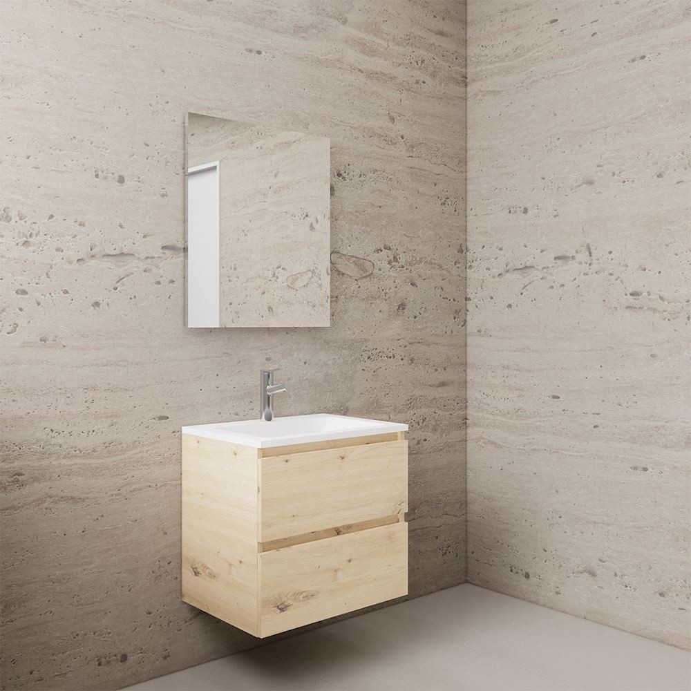 Gliss Design wastafelmeubel 60 cm Artisan Oak met wastafel mat zwart