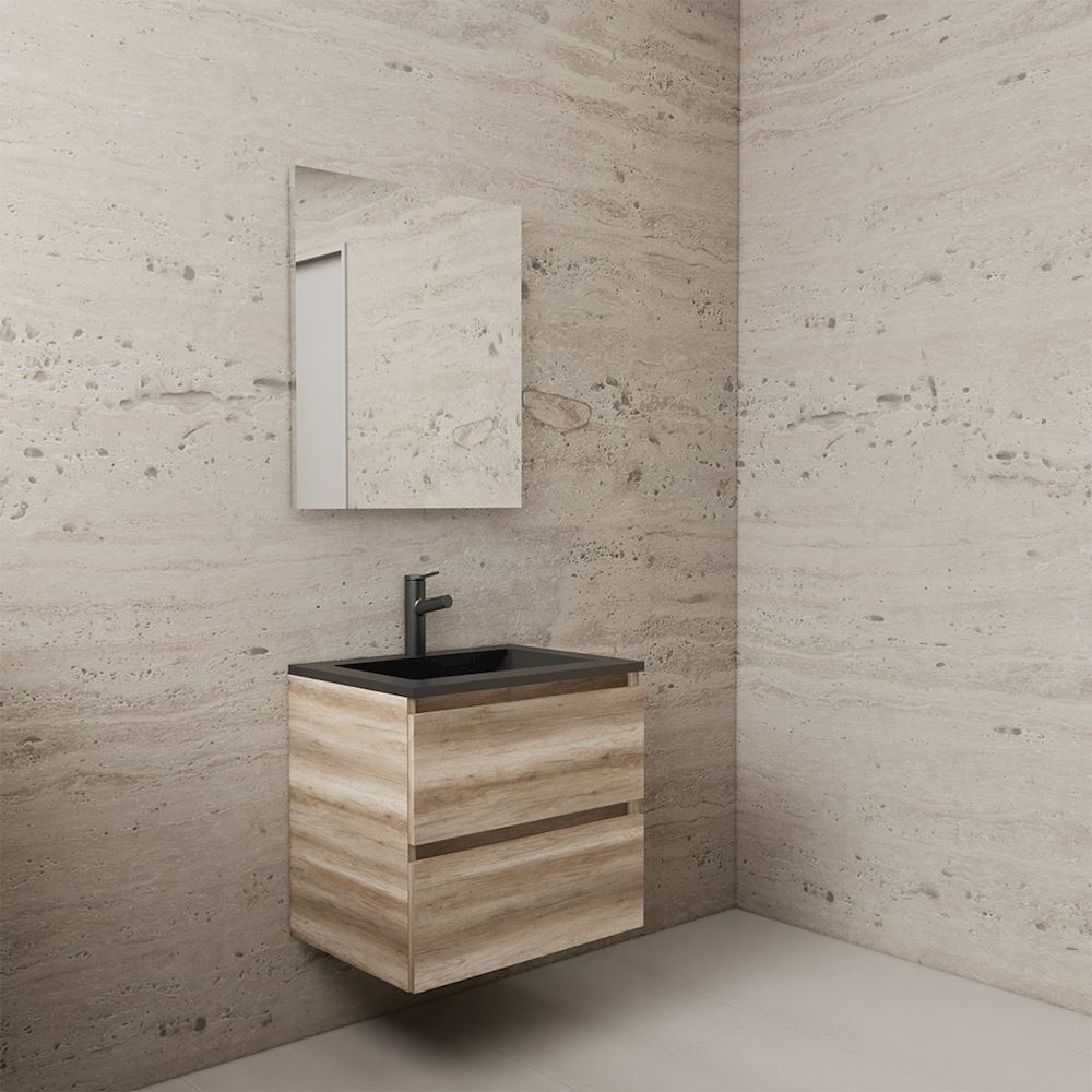 Gliss Design wastafelmeubel 60 cm Artisan Oak met wastafel glans wit