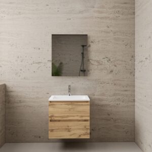 Gliss Design wastafelmeubel 60 cm Canyon Oak met wastafel mat zwart - Gliss Design wastafelmeubel 60 cm Dakota Oak met wastafel wit (2)