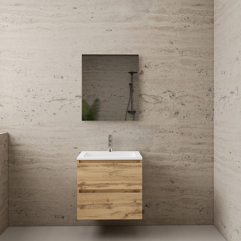 Gliss Design wastafelmeubel 60 cm Dakota Oak met wastafel glans wit