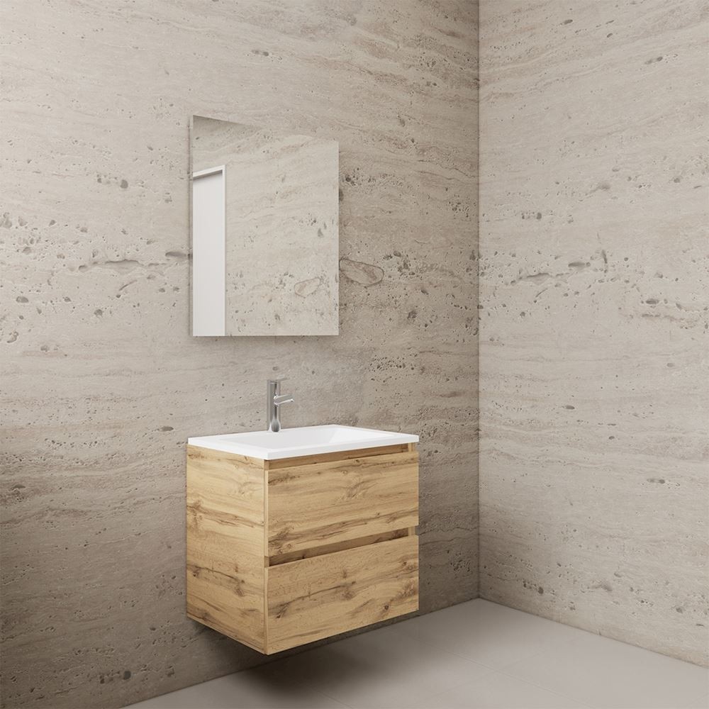 Gliss Design wastafelmeubel 60 cm Canyon Oak met wastafel mat zwart
