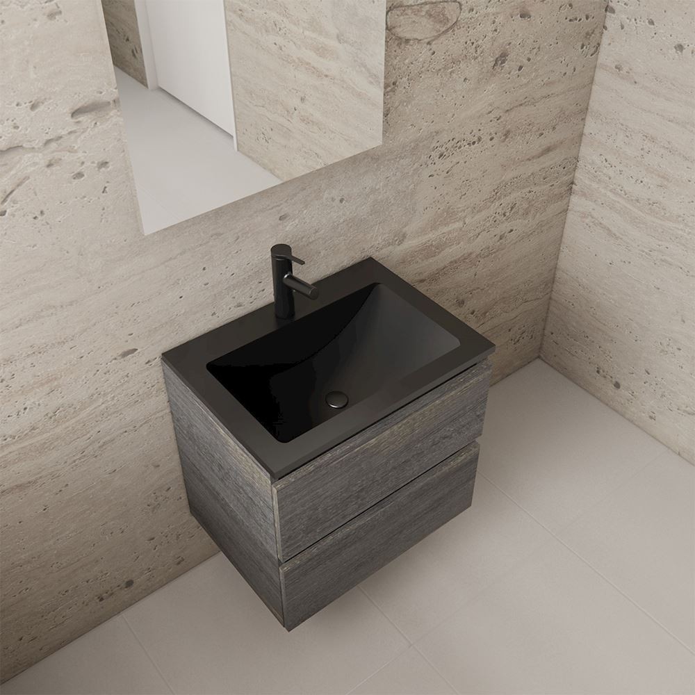 Gliss Design wastafelmeubel 60 cm Dakota Oak met wastafel glans wit
