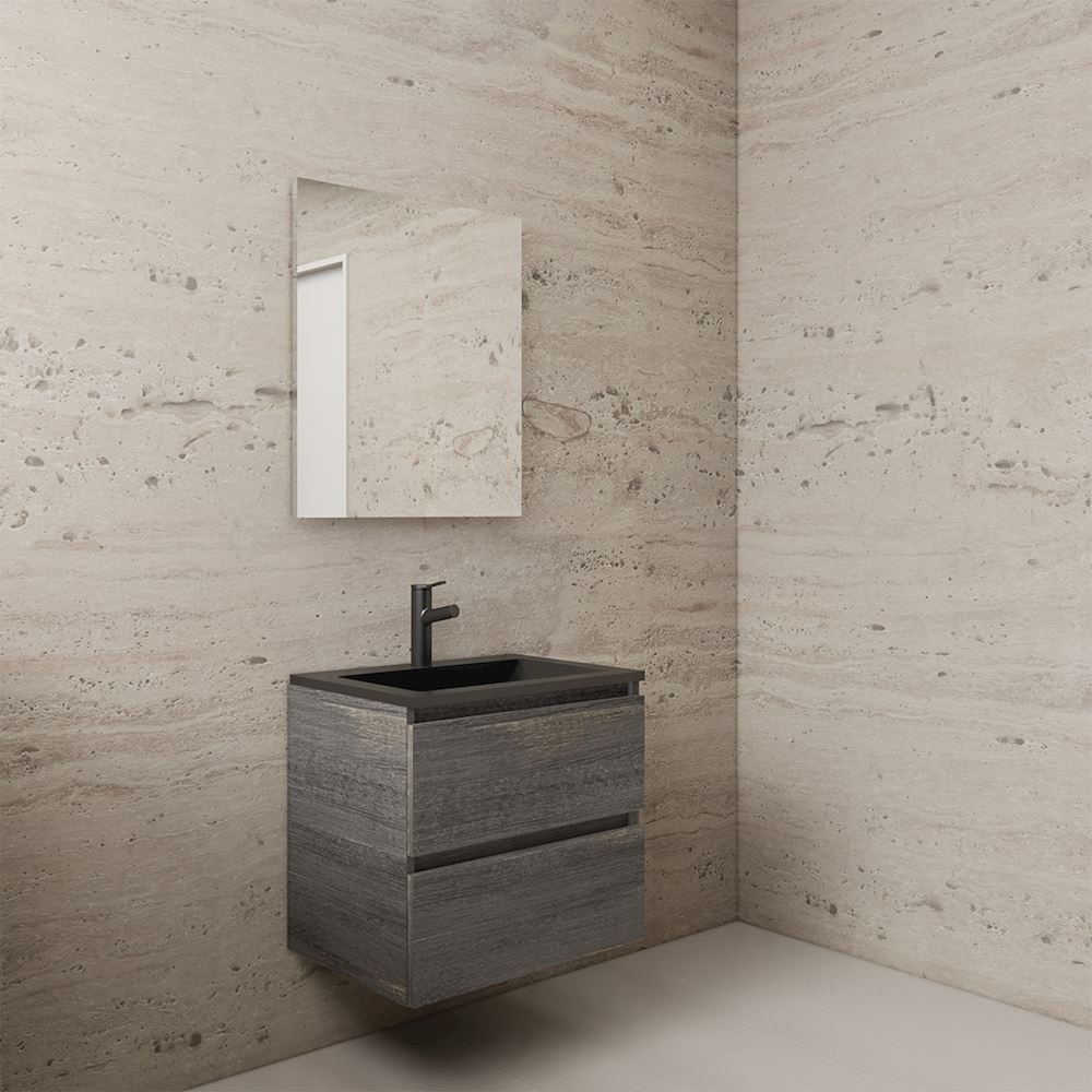 Gliss Design wastafelmeubel 60 cm Dakota Oak met wastafel glans wit