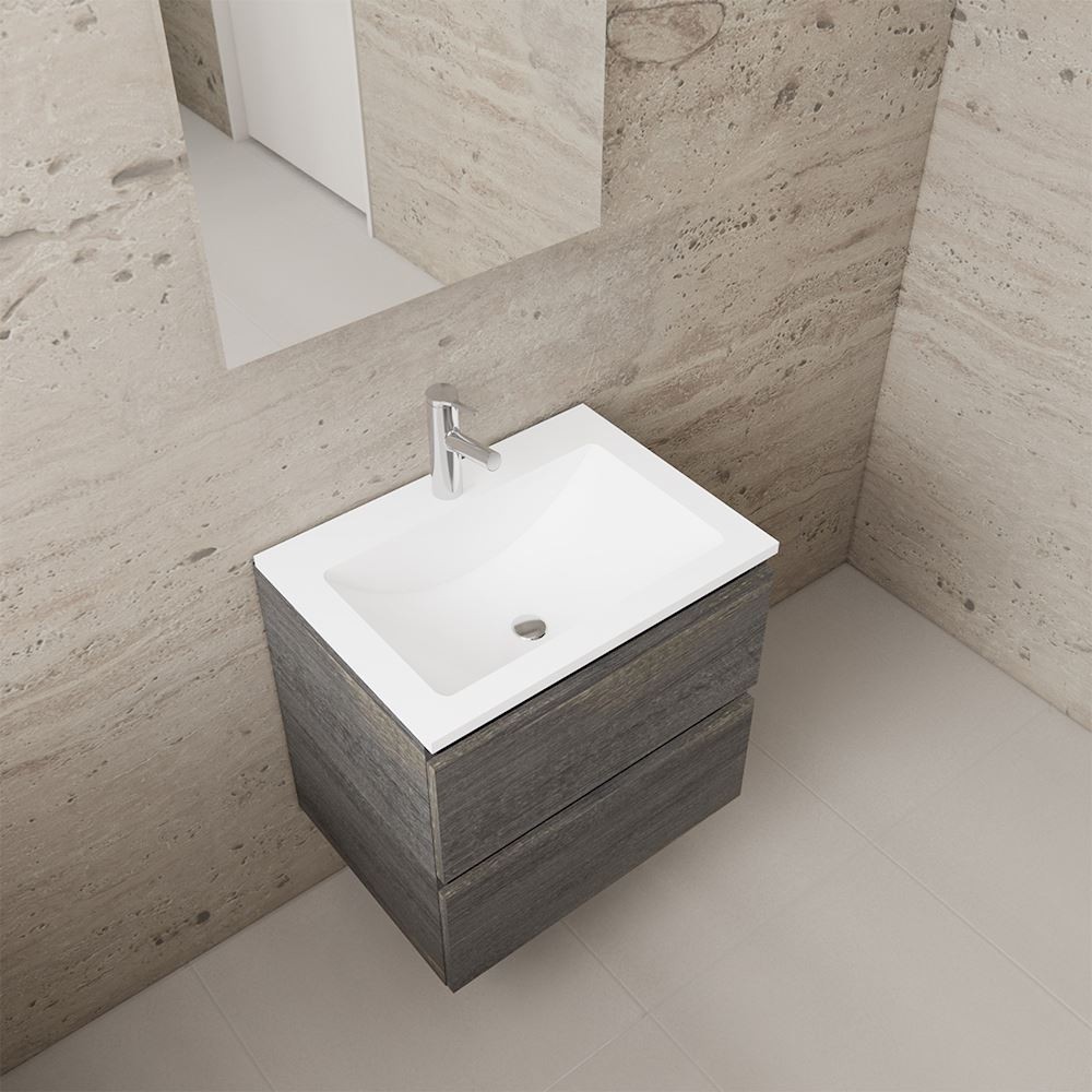Gliss Design wastafelmeubel 60 cm Dakota Oak met wastafel glans wit