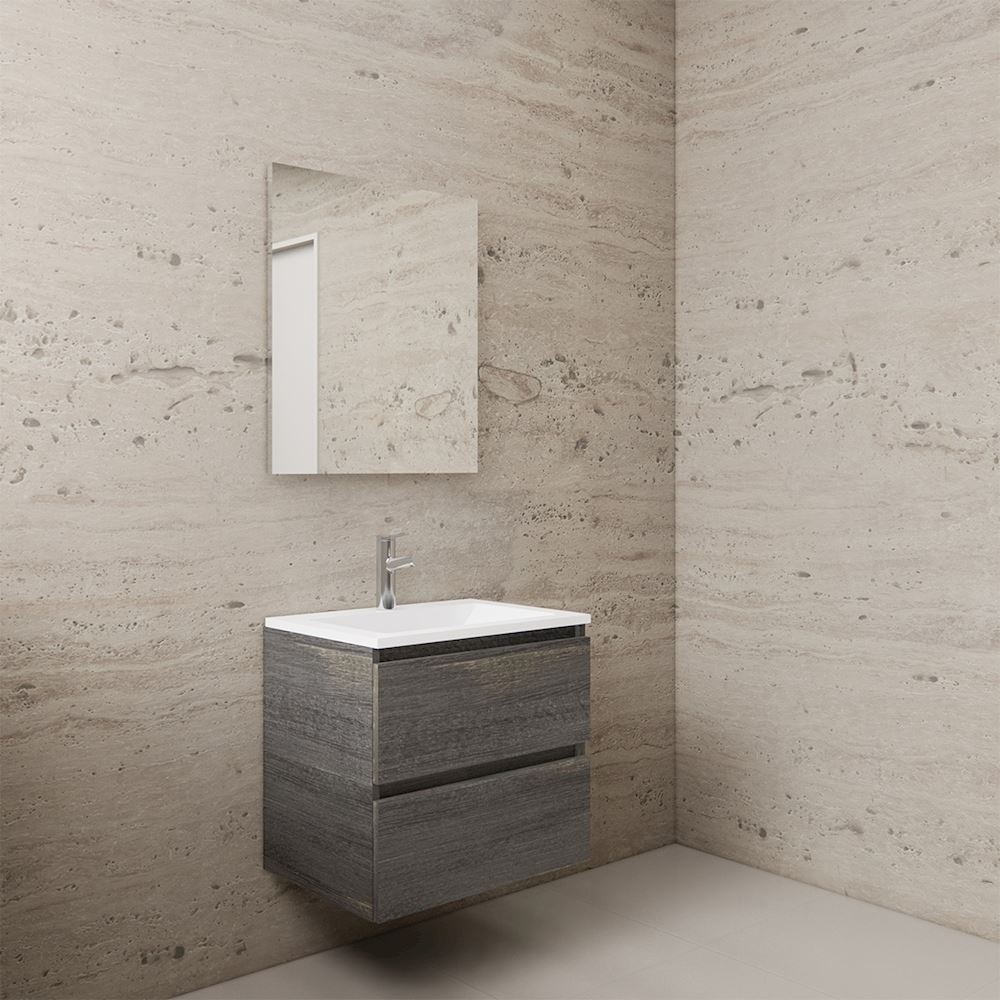 Gliss Design wastafelmeubel 60 cm Dakota Oak met wastafel glans wit