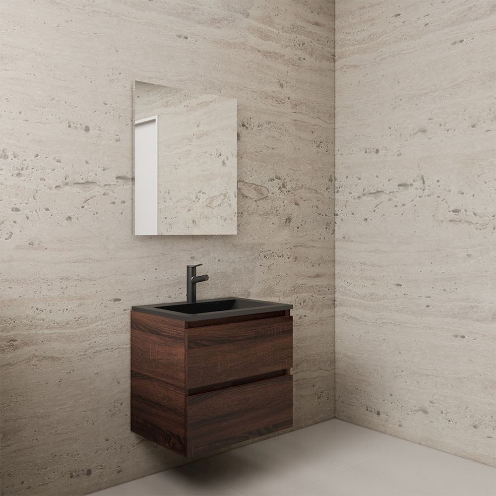 Gliss Design wastafelmeubel 60 cm Freya Oak met wastafel mat zwart