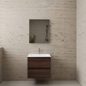 Gliss Design wastafelmeubel 60 cm Freya Oak met wastafel mat zwart - Gliss Design wastafelmeubel 60 cm Sonoma Choco met wastafel wit (2)