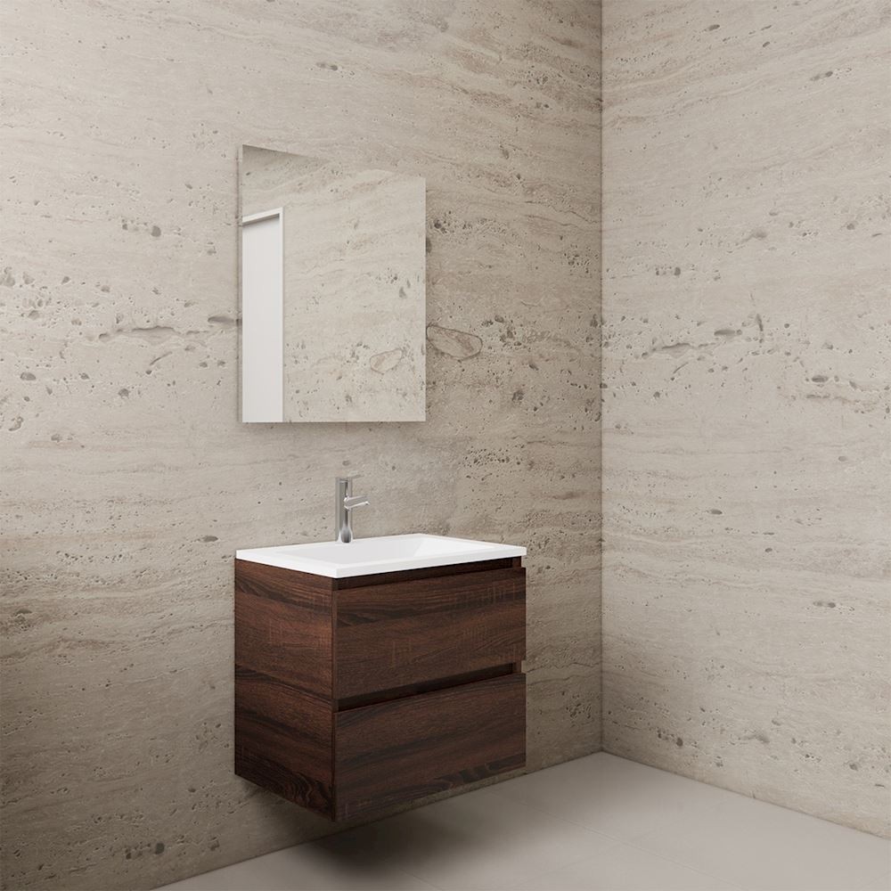 Gliss Design wastafelmeubel 60 cm Freya Oak met wastafel mat zwart