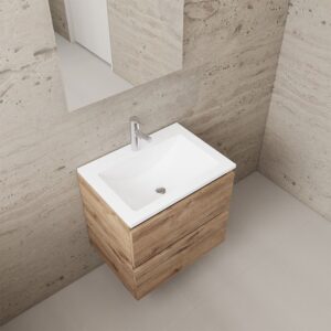 Gliss Design wastafelmeubel 60 cm Sonoma Choco met wastafel mat zwart