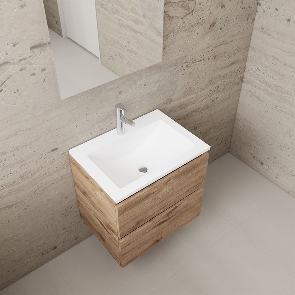 Gliss Design wastafelmeubel 60 cm Sonoma Choco met wastafel mat zwart