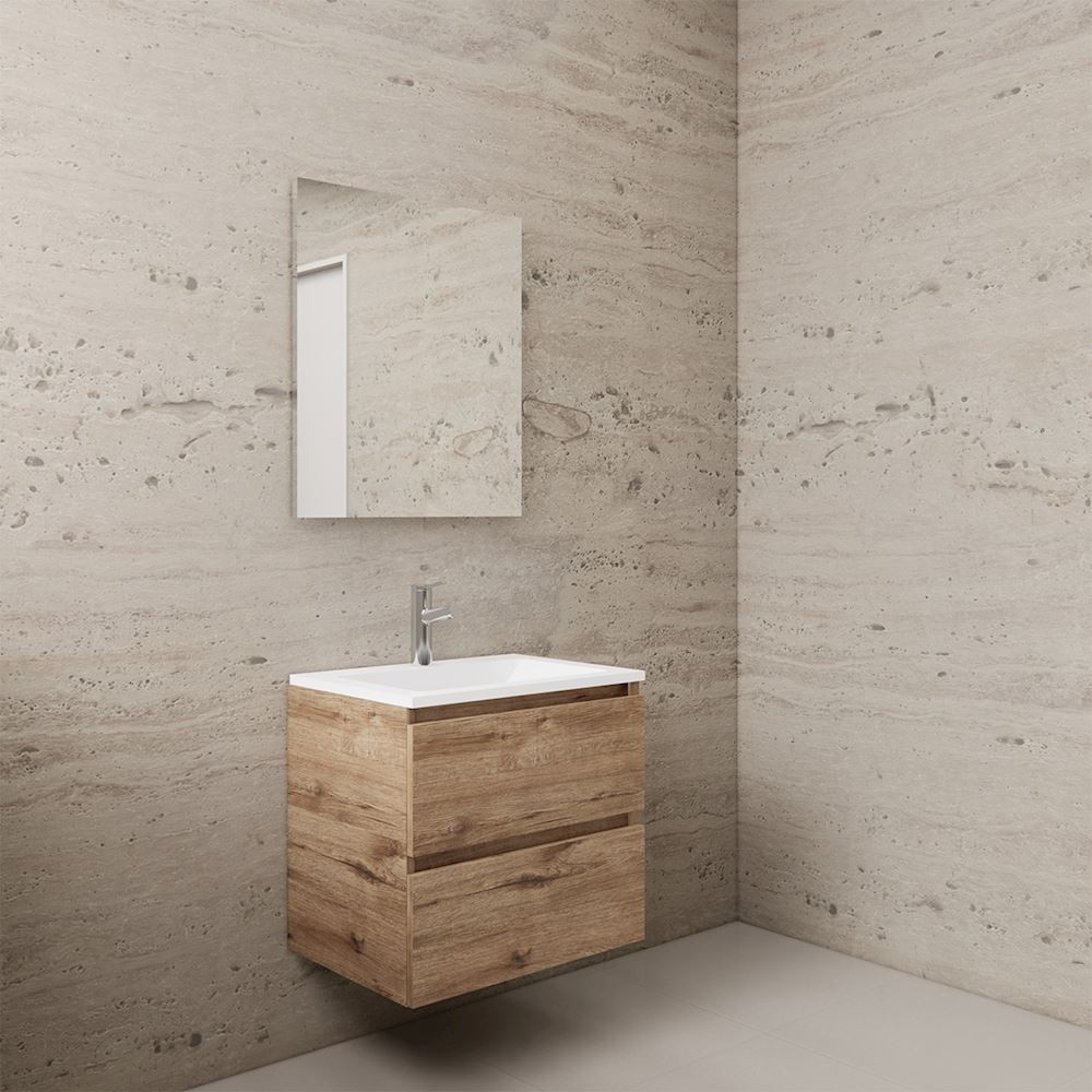 Gliss Design wastafelmeubel 60 cm Sonoma Choco met wastafel mat zwart