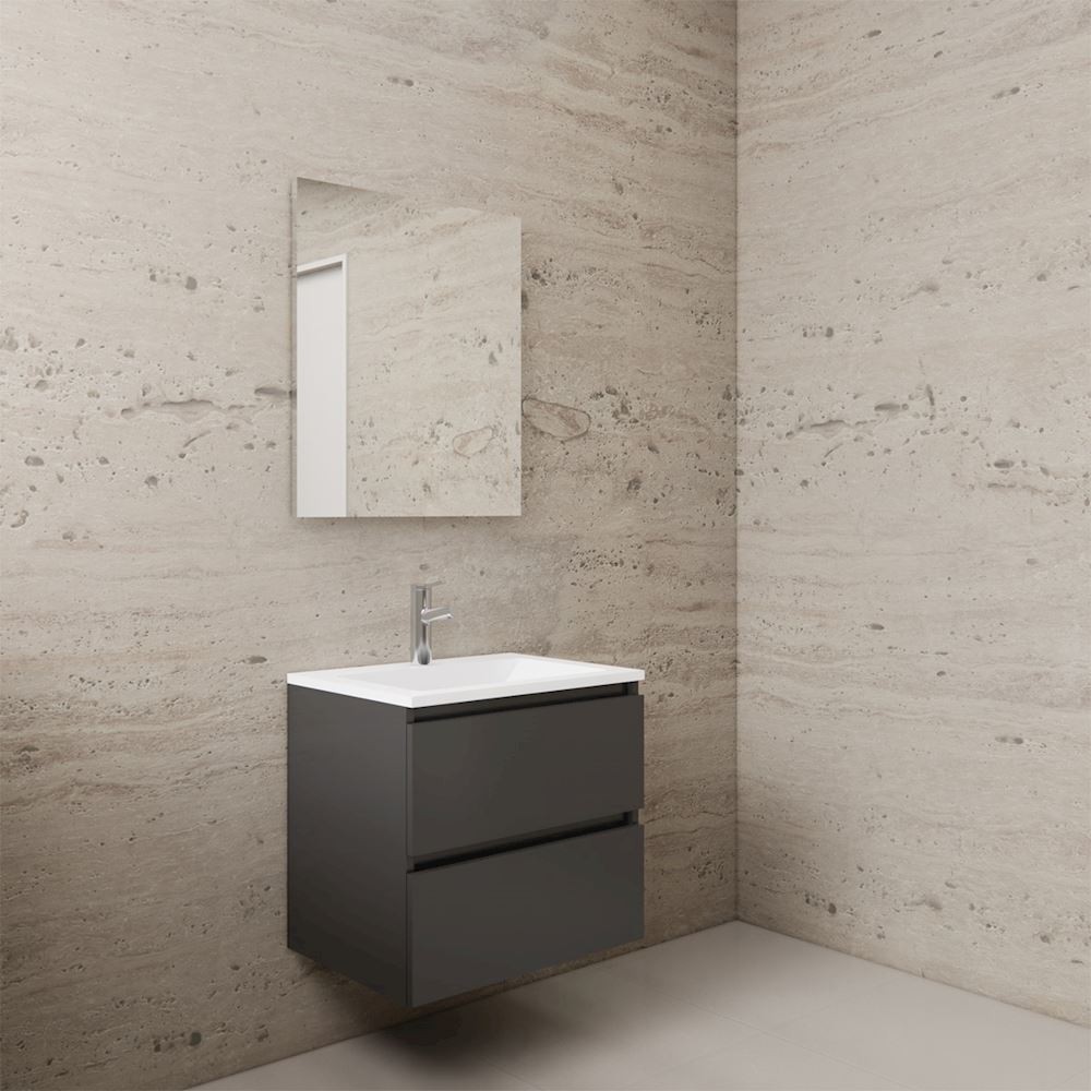 Gliss Design wastafelmeubel 60 cm mat zwart met wastafel mat zwart