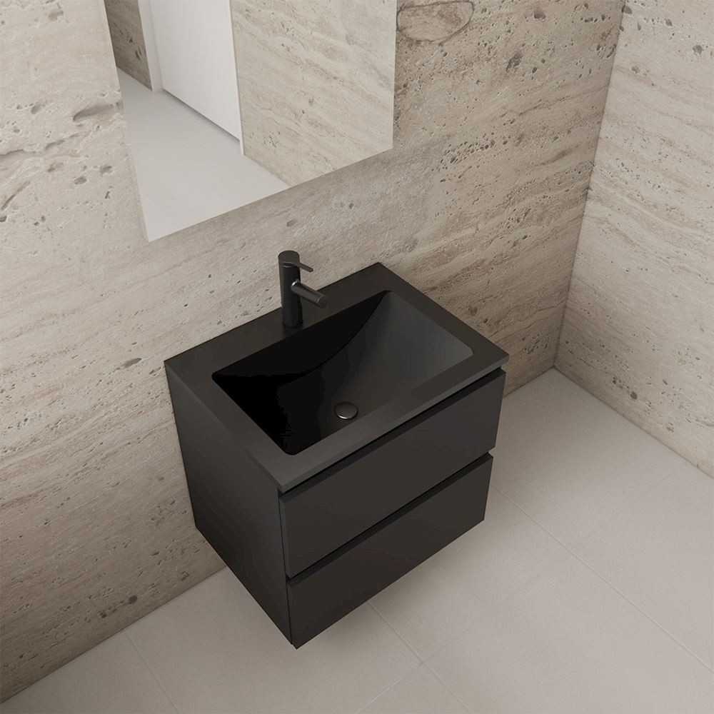 Gliss Design wastafelmeubel 60 cm wit hoogglans met wastafel mat wit