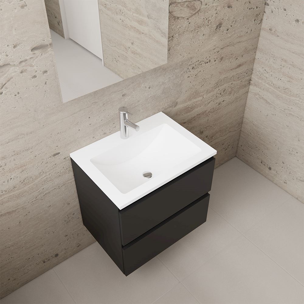 Gliss Design wastafelmeubel 60 cm wit hoogglans met wastafel mat wit