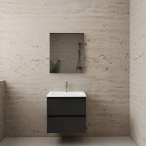 Gliss Design wastafelmeubel 60 cm wit hoogglans met wastafel mat wit - Gliss Design wastafelmeubel 60 cm mat zwart met wastafel wit (2)