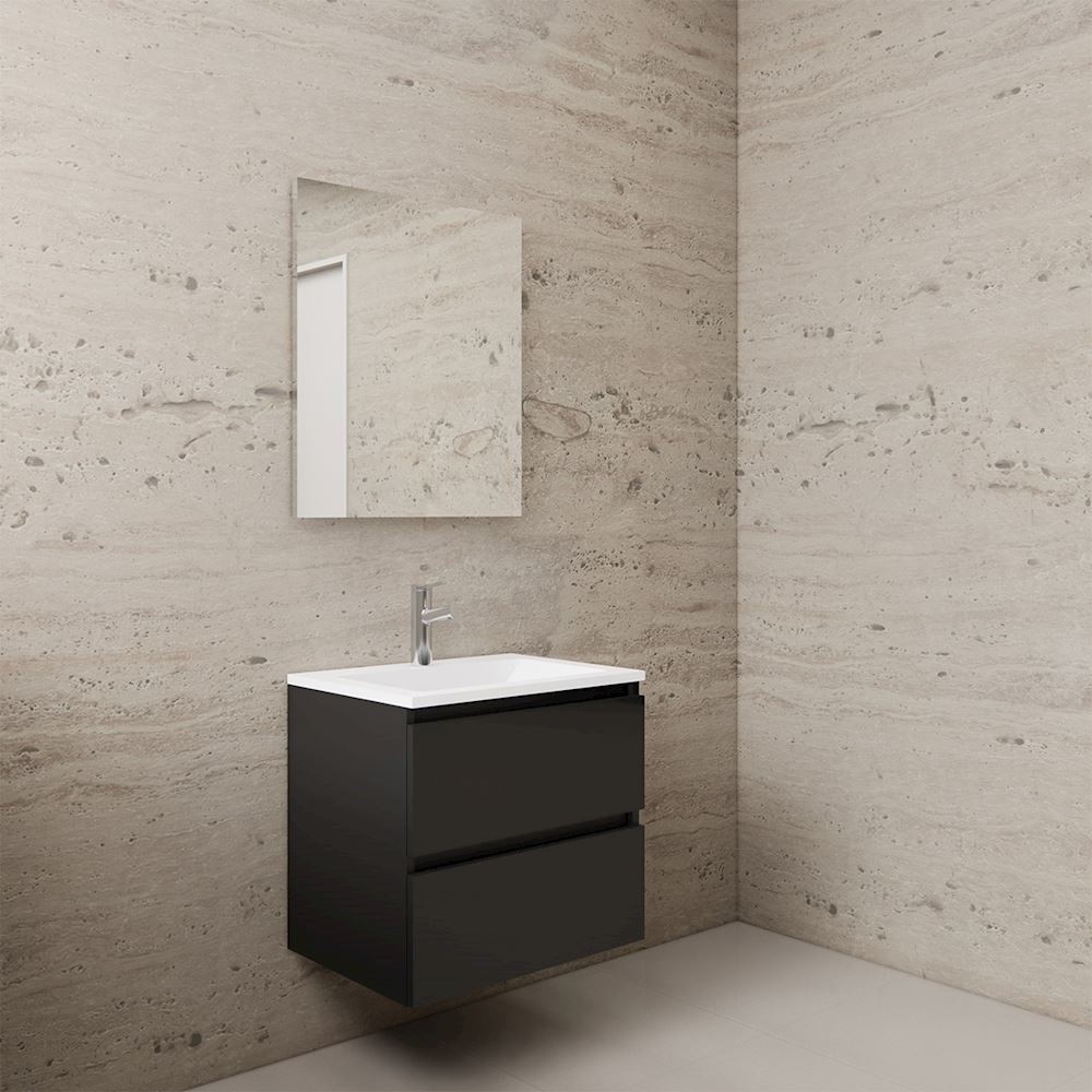Gliss Design wastafelmeubel 60 cm wit hoogglans met wastafel mat wit