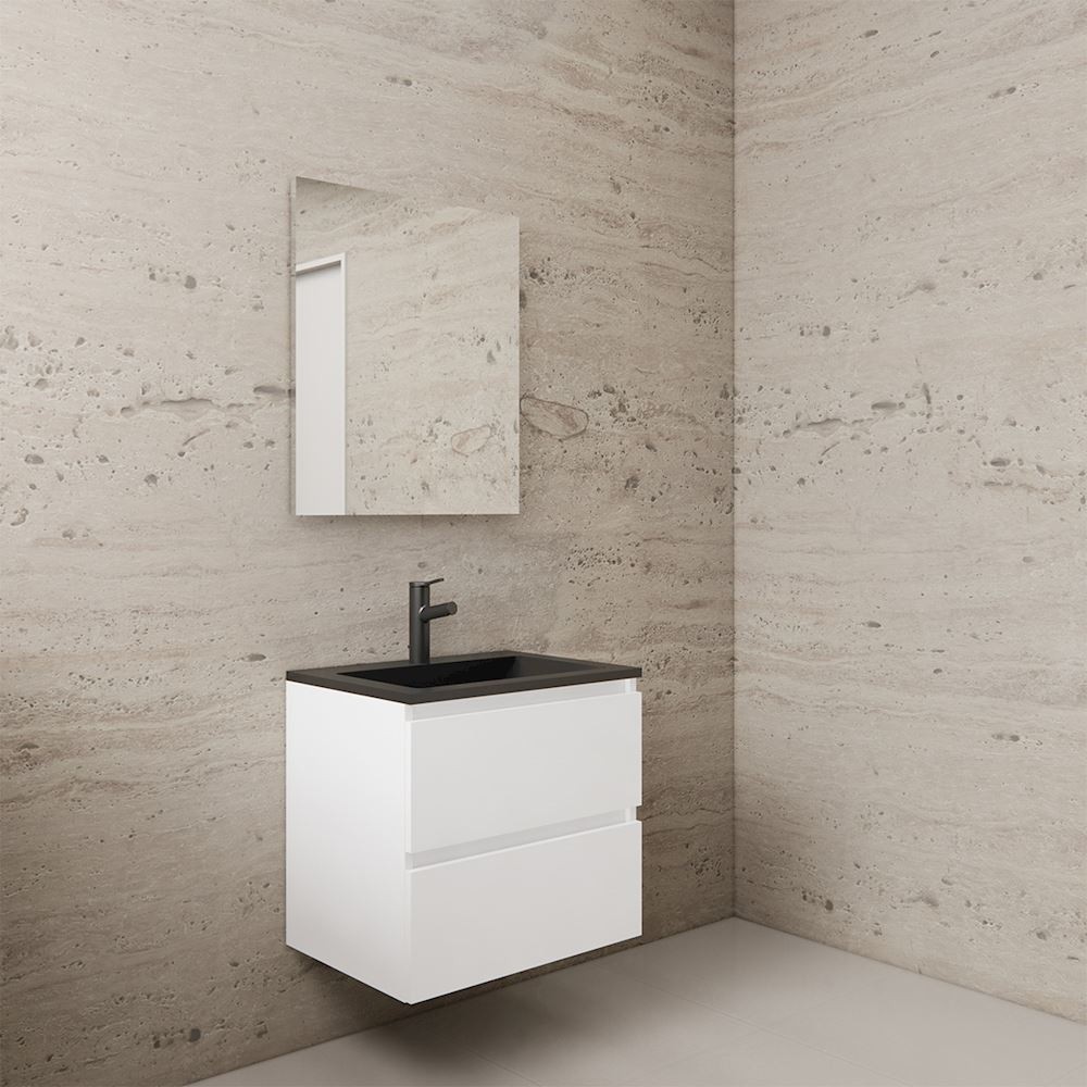 Gliss Design wastafelmeubel 60 cm mat zwart met wastafel mat wit