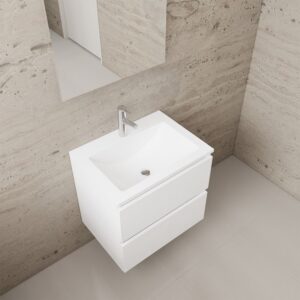 Gliss Design wastafelmeubel 60 cm mat zwart met wastafel mat wit