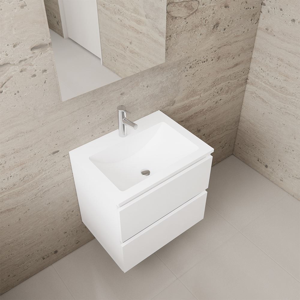 Gliss Design wastafelmeubel 60 cm mat zwart met wastafel mat wit