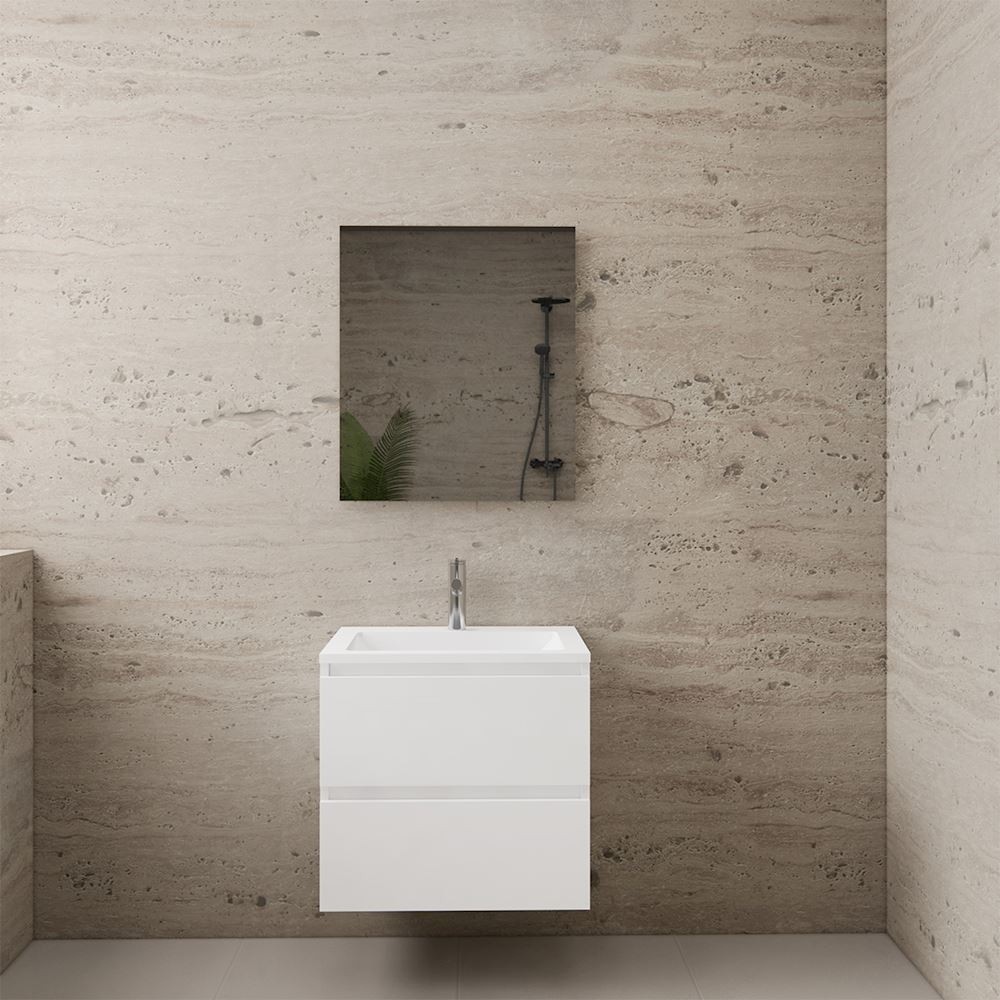 Gliss Design wastafelmeubel 60 cm mat zwart met wastafel mat wit