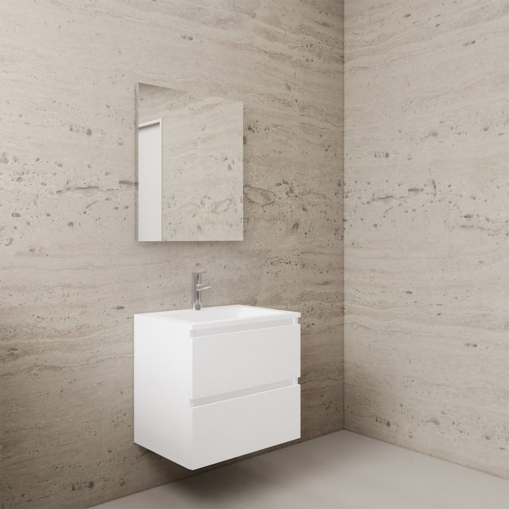 Gliss Design wastafelmeubel 60 cm mat zwart met wastafel mat wit