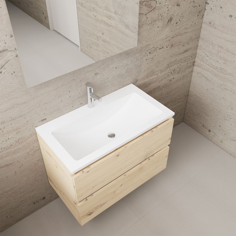 Gliss Design wastafelmeubel 80 cm antraciet hoogglans met wastafel mat zwart