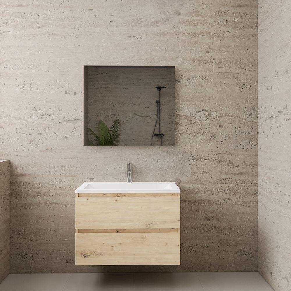 Gliss Design wastafelmeubel 80 cm Artisan Oak met wastafel glans wit