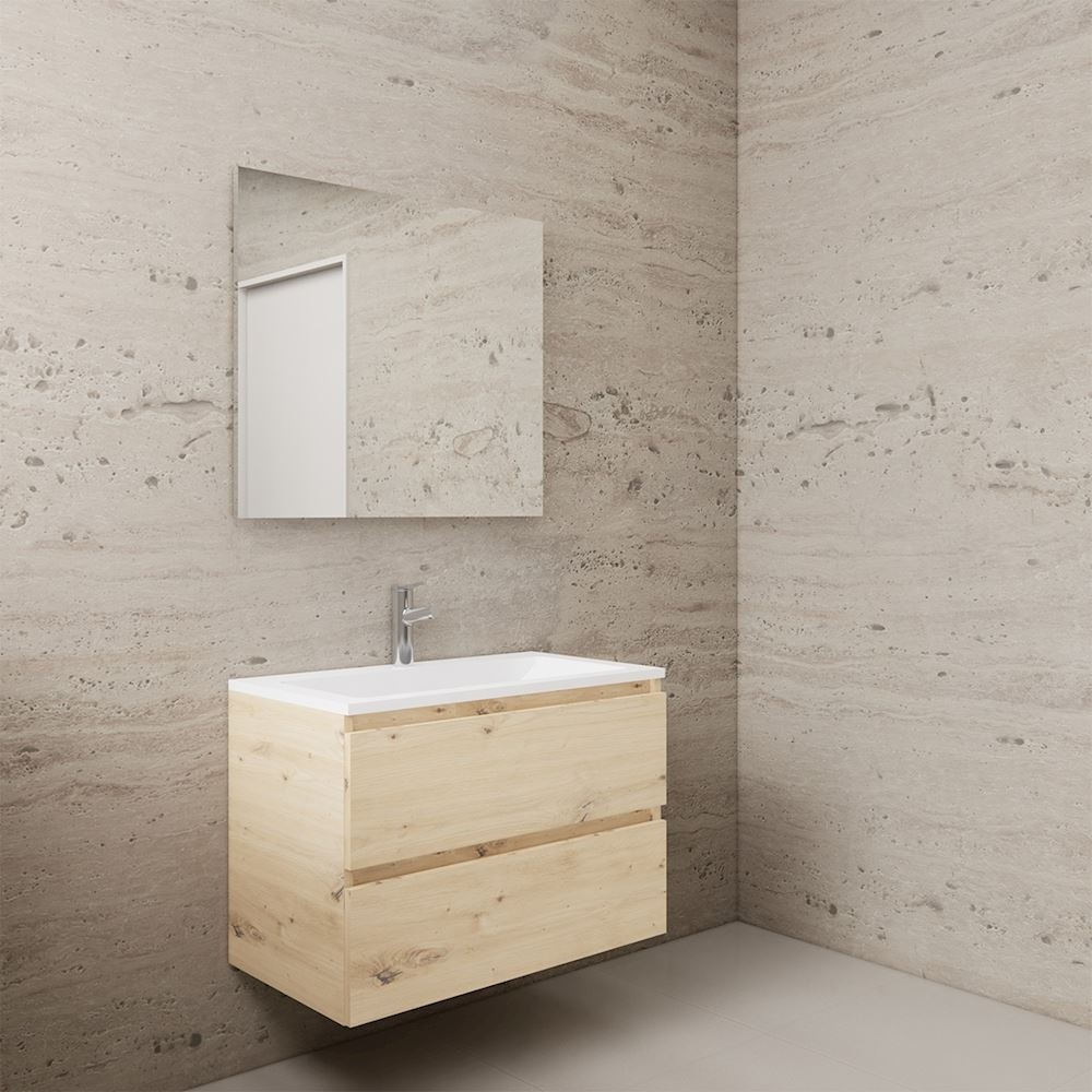 Gliss Design wastafelmeubel 80 cm antraciet hoogglans met wastafel mat zwart