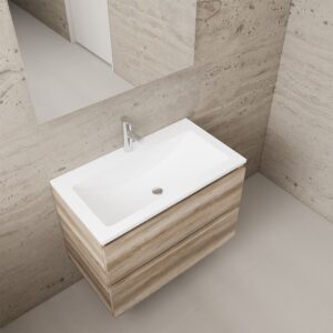Gliss Design wastafelmeubel 80 cm Artisan Oak met wastafel mat zwart