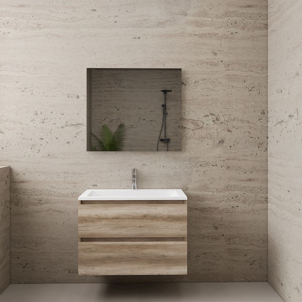 Gliss Design wastafelmeubel 80 cm Canyon Oak met wastafel glans wit