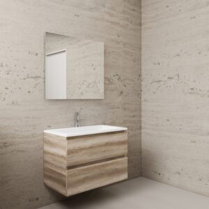 Gliss Design wastafelmeubel 80 cm Artisan Oak met wastafel mat zwart
