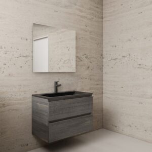 Gliss Design wastafelmeubel 80 cm Dakota Oak met wastafel mat zwart