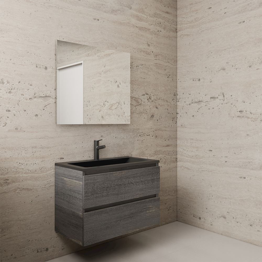 Gliss Design wastafelmeubel 80 cm Dakota Oak met wastafel mat zwart