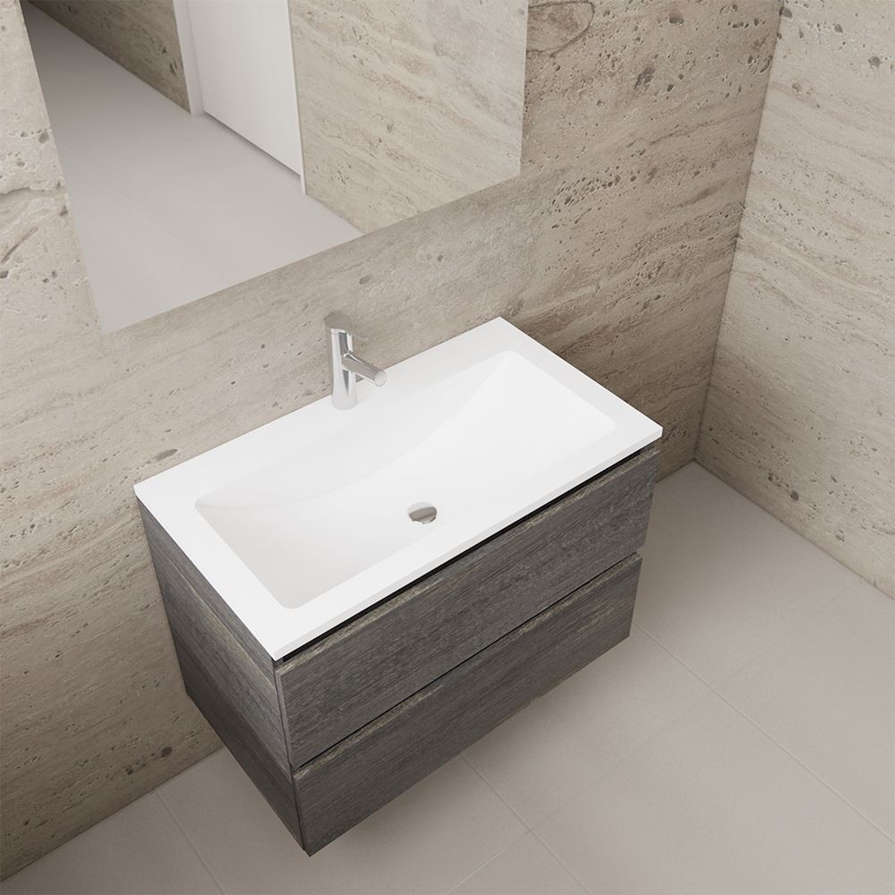 Gliss Design wastafelmeubel 80 cm Dakota Oak met wastafel mat zwart