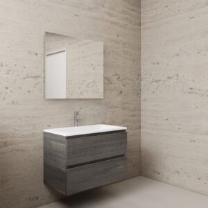 Gliss Design wastafelmeubel 80 cm Dakota Oak met wastafel mat zwart