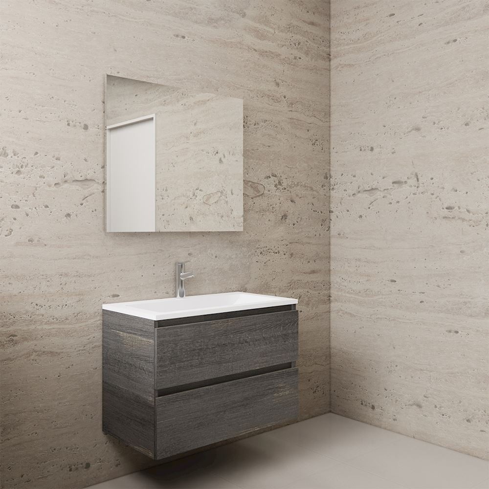 Gliss Design wastafelmeubel 80 cm Dakota Oak met wastafel mat zwart