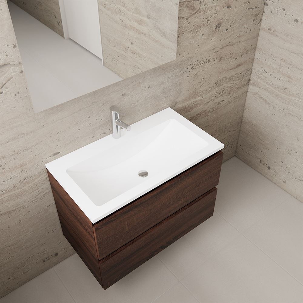 Gliss Design wastafelmeubel 80 cm Freya Oak met wastafel mat zwart