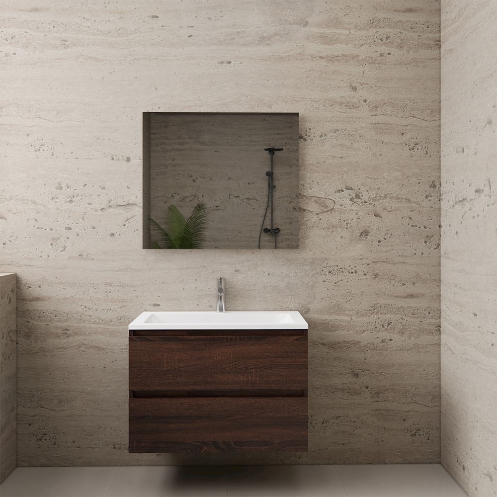 Gliss Design wastafelmeubel 80 cm Sonoma Choco met wastafel glans wit