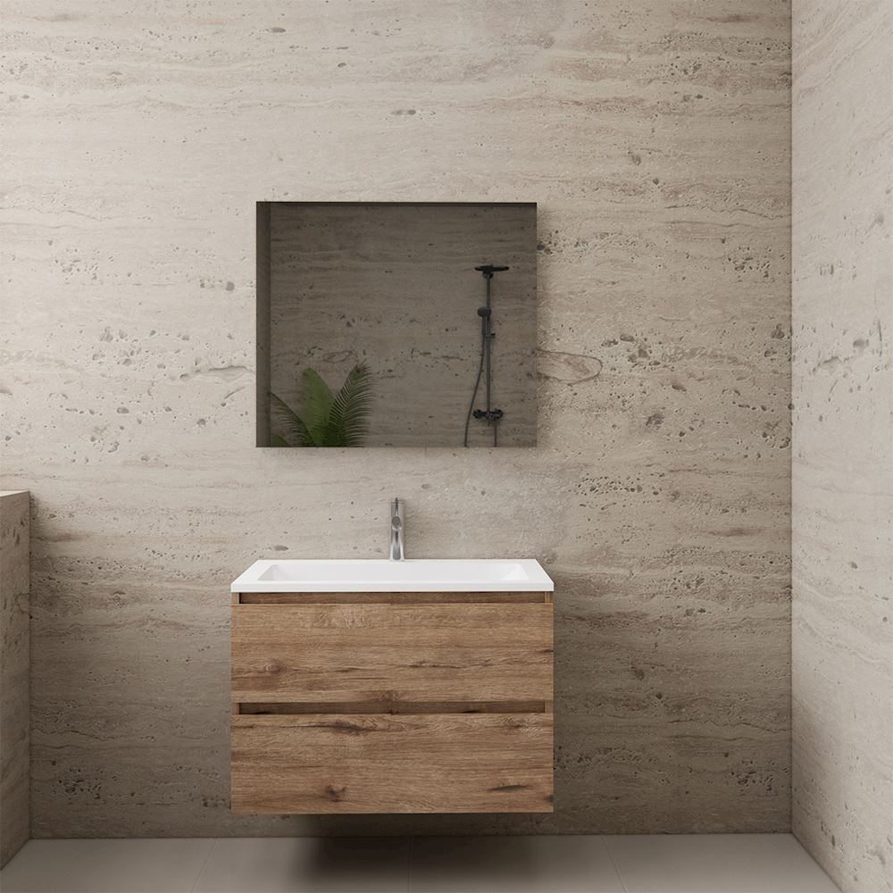 Gliss Design wastafelmeubel 80 cm Wellington Oak met wastafel mat wit