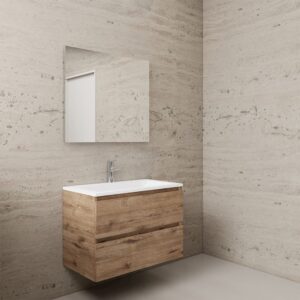 Gliss Design wastafelmeubel 80 cm Freya Oak met wastafel mat zwart