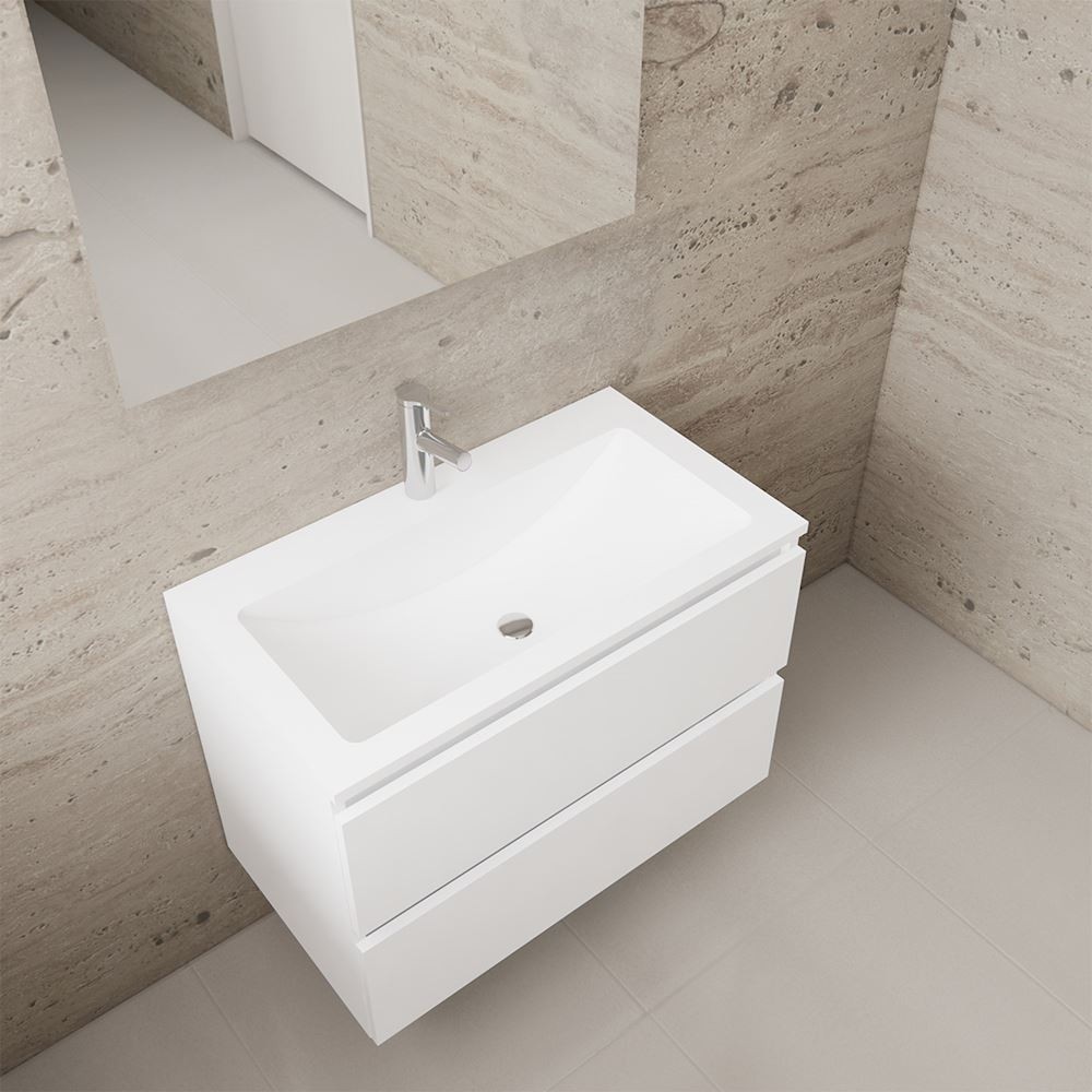 Gliss Design wastafelmeubel 80 cm wit hoogglans met wastafel glans wit (1)