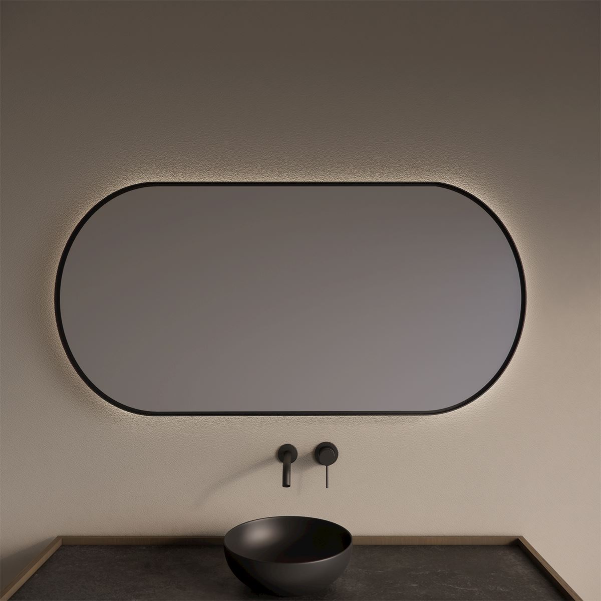 Gliss Design Aura badkamer spiegel mat zwart 100x70 cm cm